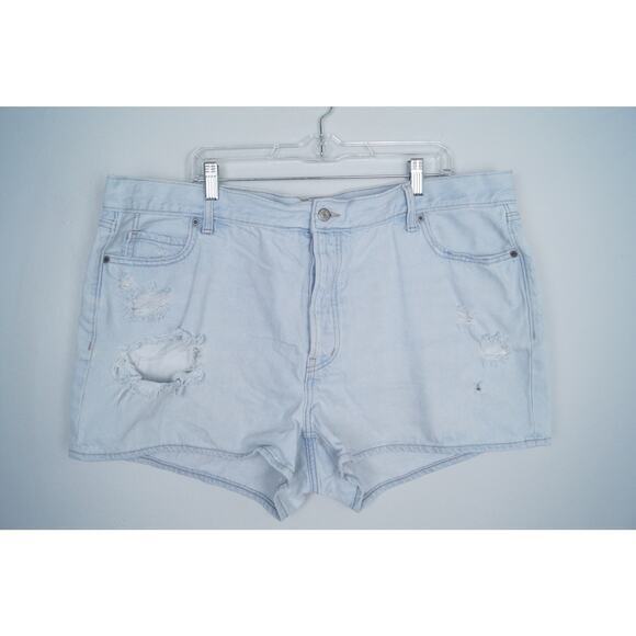 Old Navy High-Rise Slouchy‎ Straight Jean Shorts Distressed Light Wash Size 20 - Picture 3 of 13